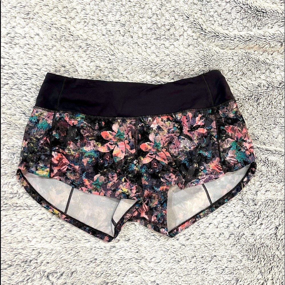 lululemon speed up, multi color shorts